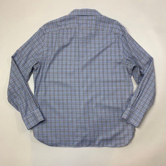 Joseph Abboud Shirt Mens Extra Large White Blue Cotton Non Iron Check Button Up - Picture 7 of 9